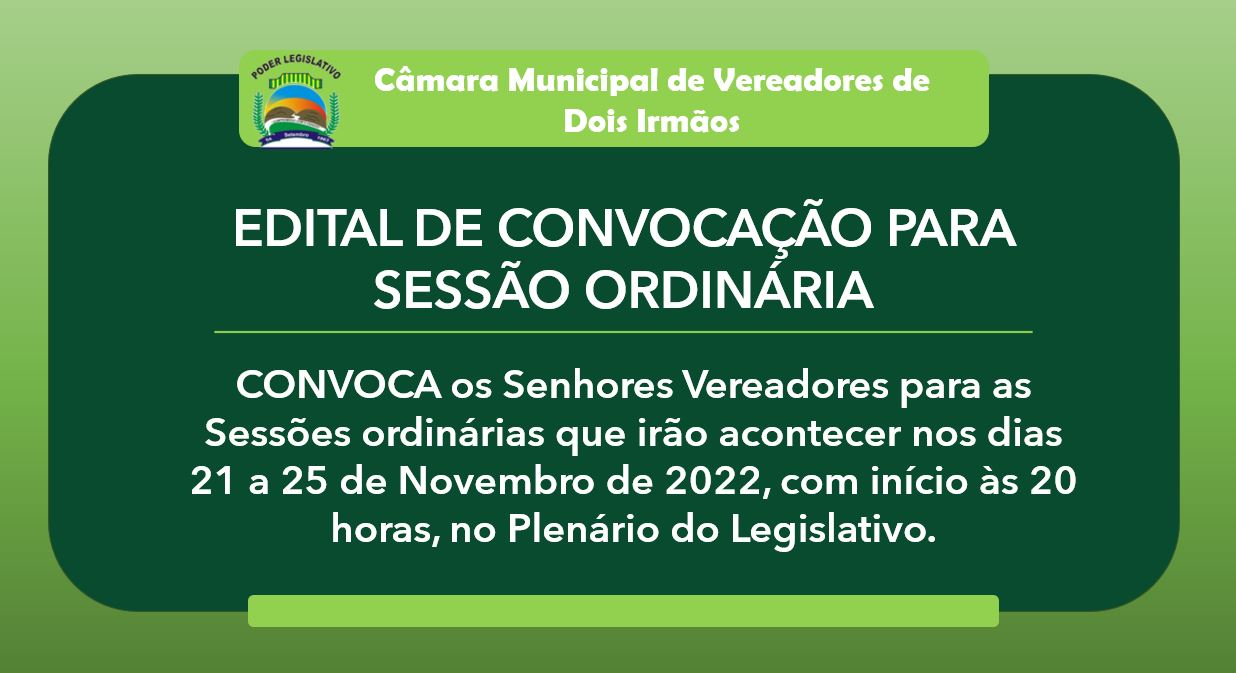 Edital de Convocação para Sessões Ordinárias 