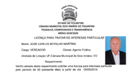 Licença do cargo de Vereador