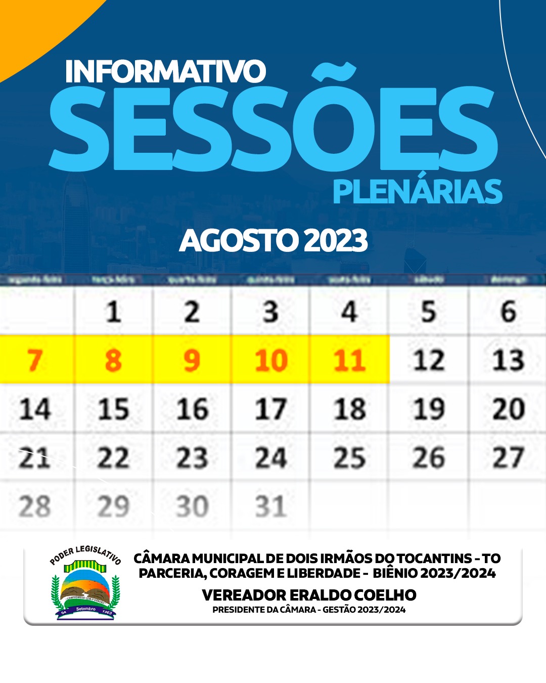 Presidente da Câmara Municipal de Dois Irmãos convoca vereadores e convida a população para participarem das sessões ordinárias de agosto